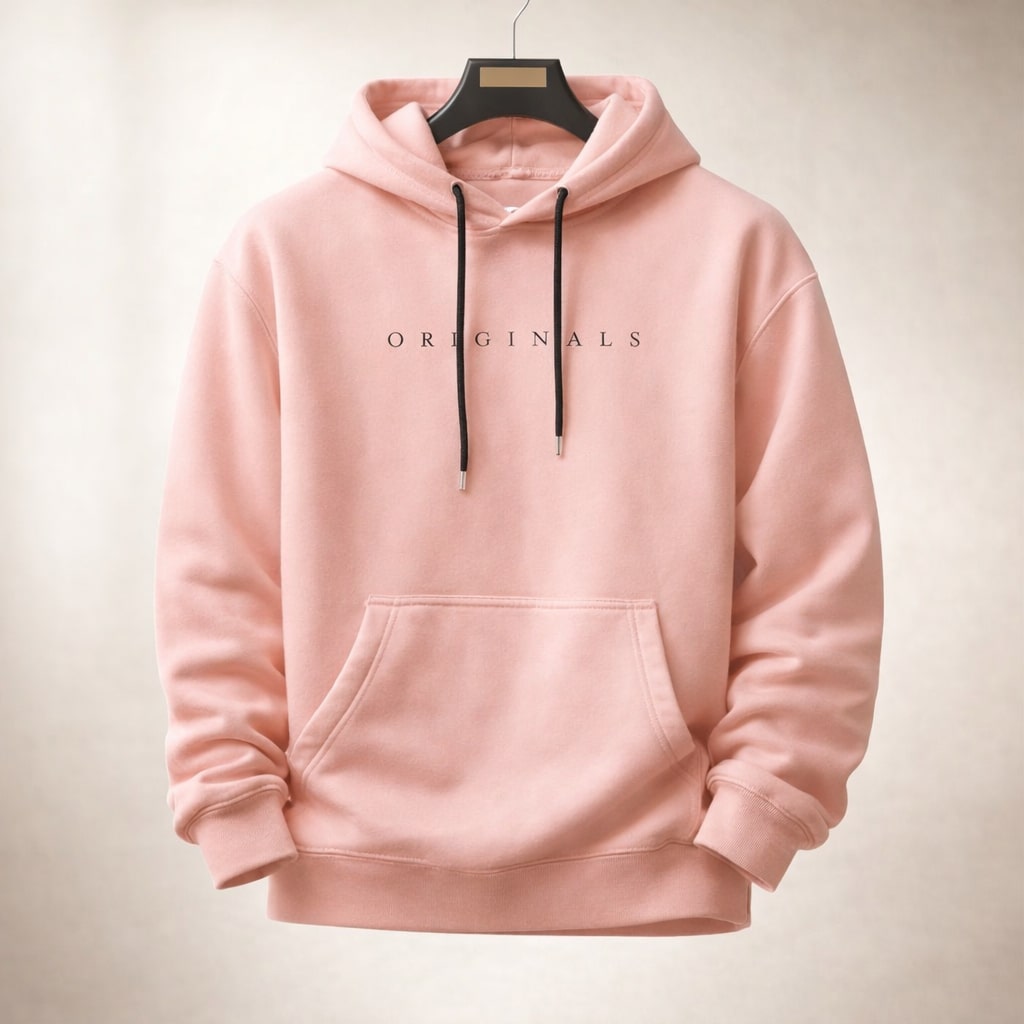 Jesse Mens Relaxed Fit Hoodie with Kangaroo Pocket in Pink