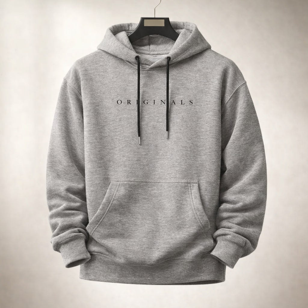 Jesse Mens Relaxed Fit Hoodie with Kangaroo Pocket in Gray