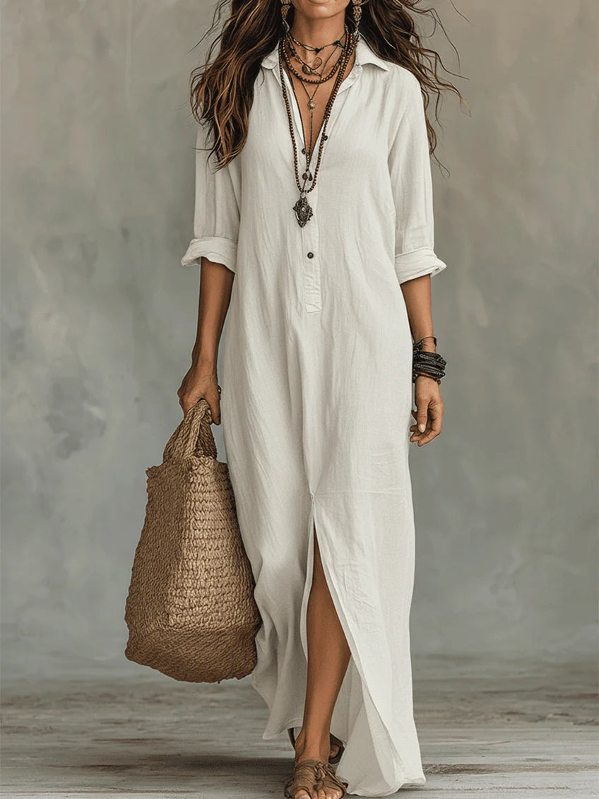 Krissy™ | Black Maxi Dress with Buttons
