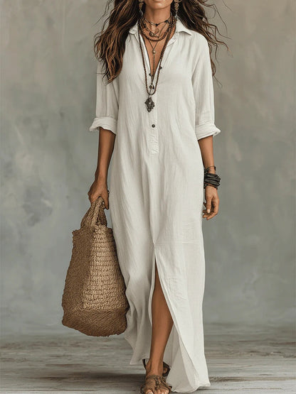 Krissy™ | Black Maxi Dress with Buttons