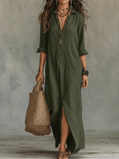 Krissy™ | Black Maxi Dress with Buttons