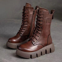 Kate | Womens Winter Boots with Side Zip and Laces | Non-Slip Rubber Sole, Soft Lining | Brown or Black EU 35-41