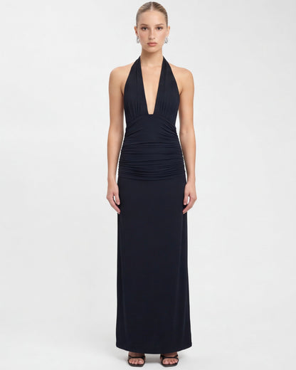 Nyx™ – Halter Maxi Dress (Late-Night Elegance & Bold Minimalism)