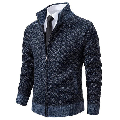 Cole | Diamond-Knit Zip Cardigan