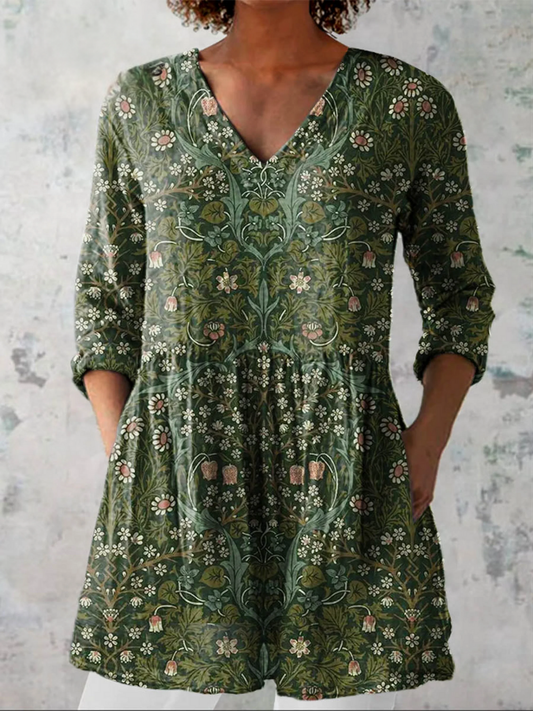 Julie™ | Long Blouse with V-Neck