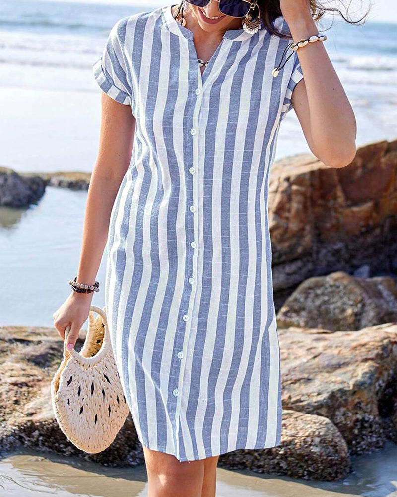 Pamela™ – Elegant Striped Flow Dress