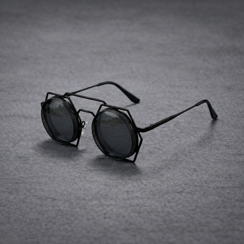 Zaki™ | Steampunk Hexagonal Sunglasses