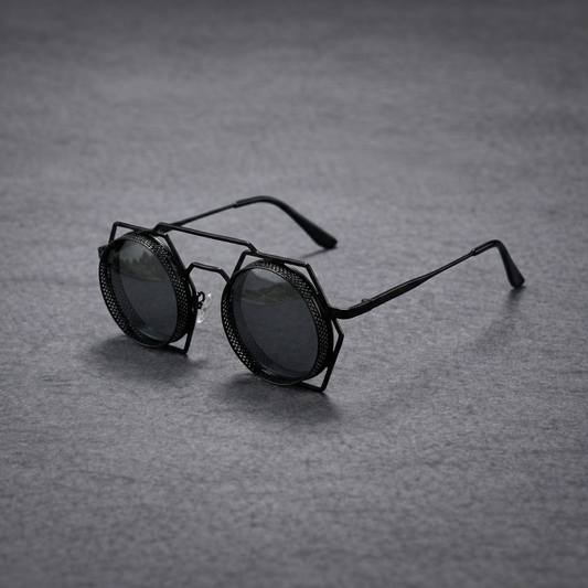 Zaki™ | Steampunk Hexagonal Sunglasses