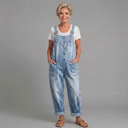 Solene™ | Vintage Washed Cotton Denim Overalls