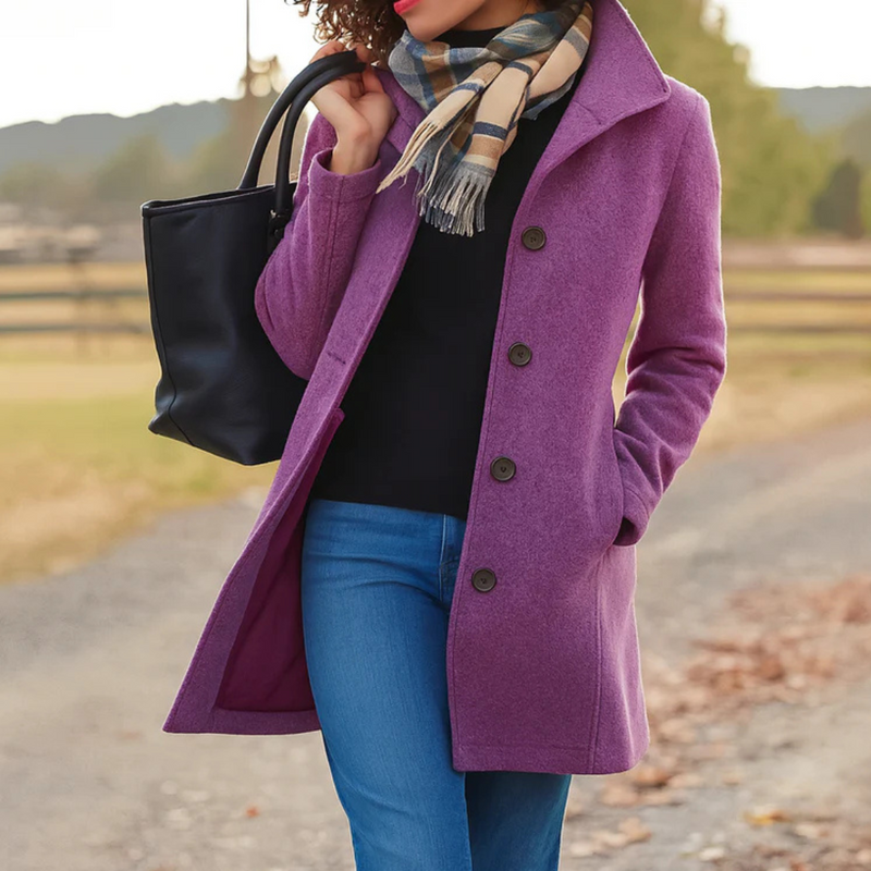 Women's Classic Button-Front Coat, Straight Cut | Warm & Wearable Everyday Layer | 9 Colorways | S–3XL