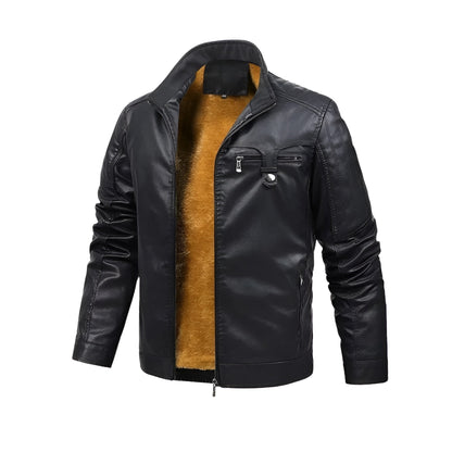 Sebastian | Retro leather jacket with fleece lining