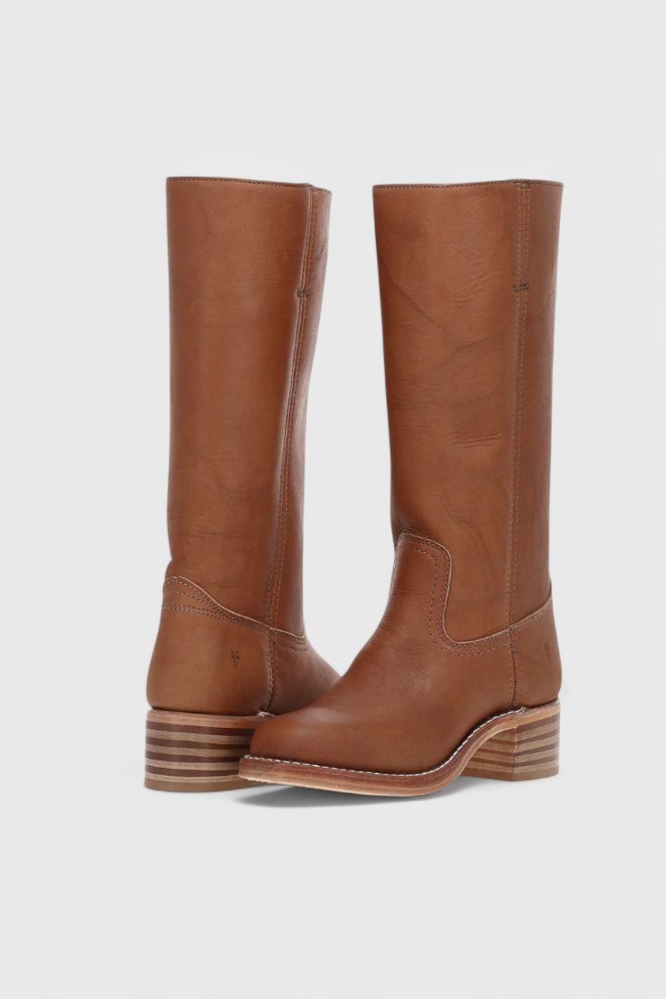 Clara Womens Knee High Boots in PU Leather in Dark Brown
