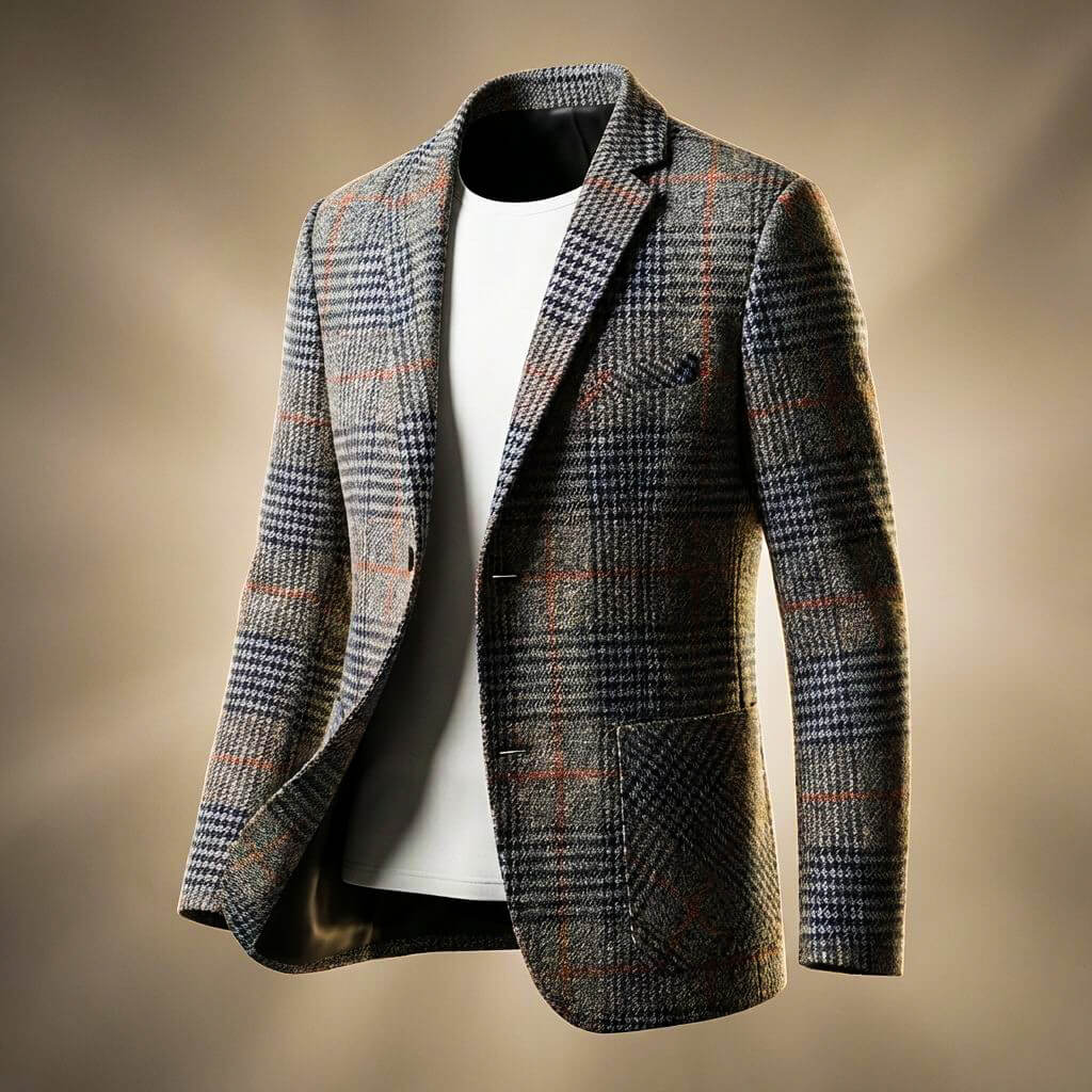 Kristopher Mens Houndstooth Wool Blend Blazer in Gray