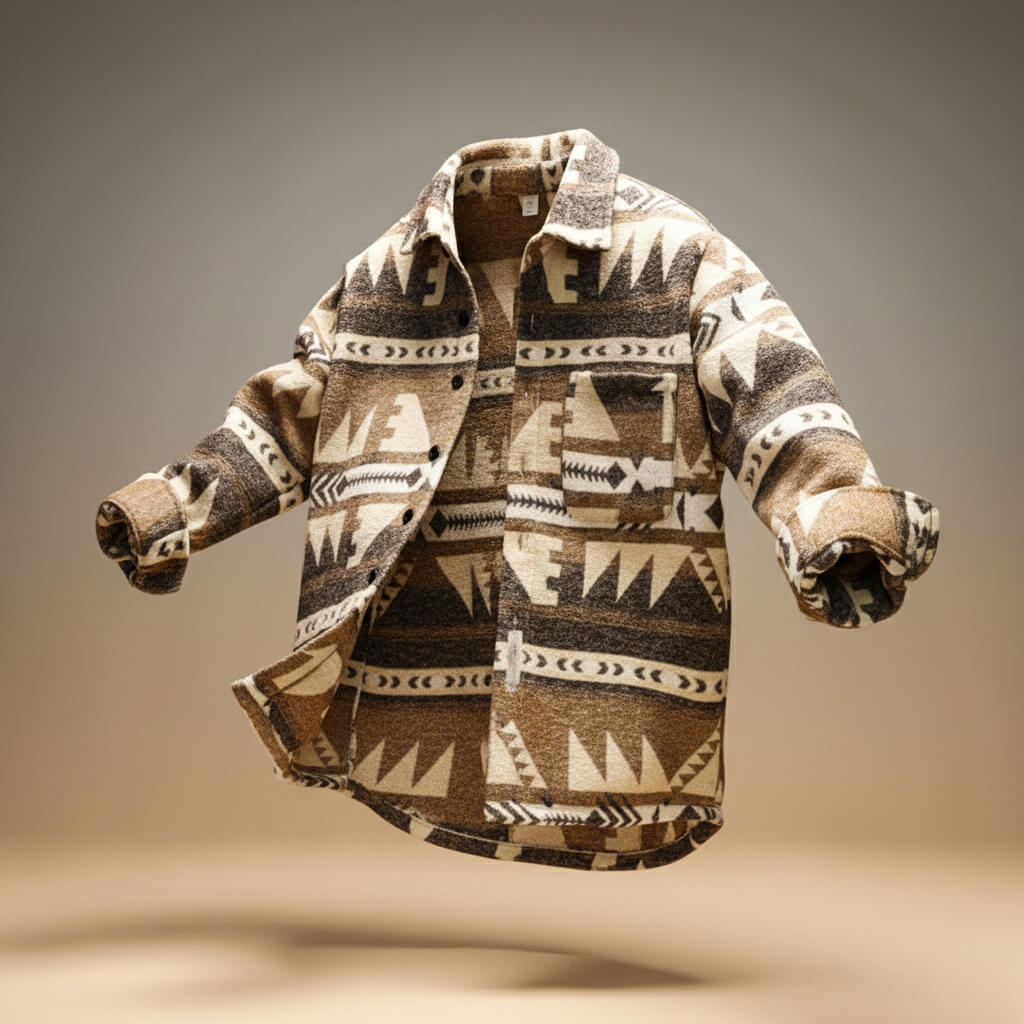 Marcus Mens Patterned Wool Blend Jacket in Light Brown