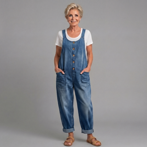 Solene™ | Vintage Washed Cotton Denim Overalls