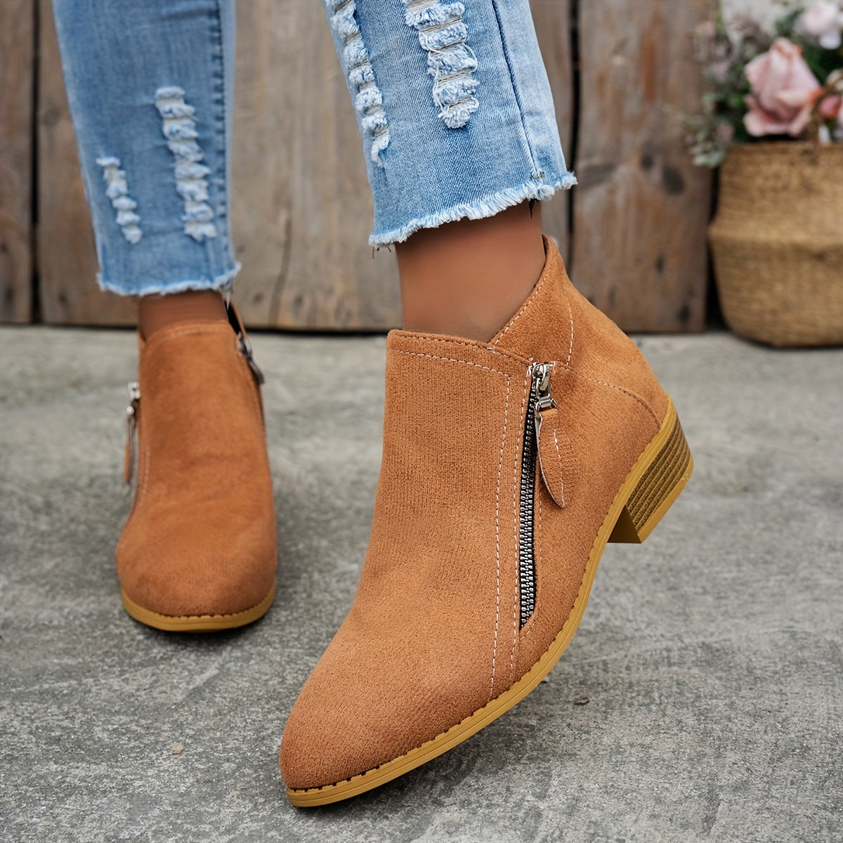 Raya Womens Ankle Boots with Side Zipper
