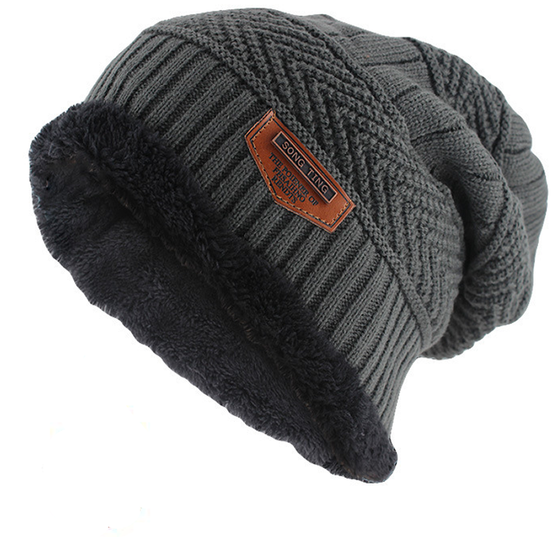 Chazz - Men's Winter Leather Beanie Hat, Knitted, Soft and Fleece-Lined