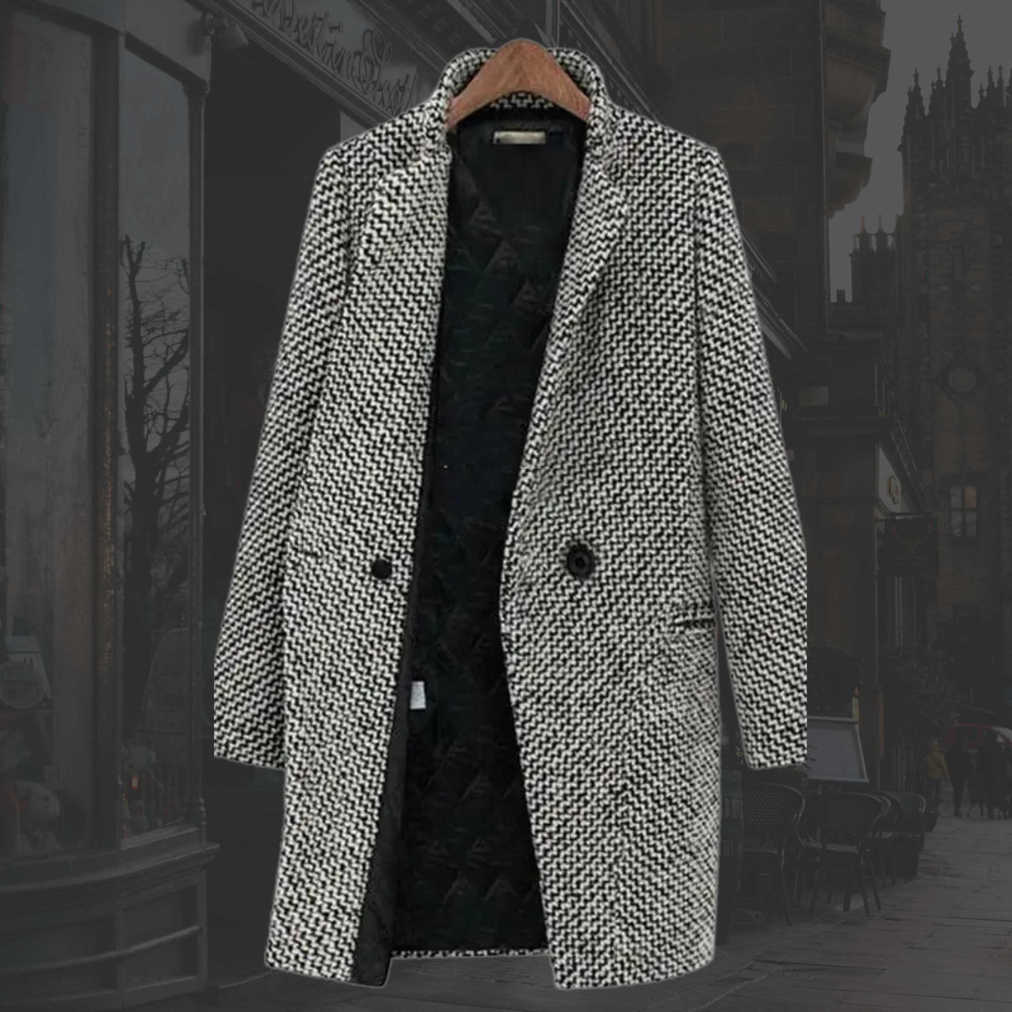 Women's Long Winter Coat, Insulated | Single-Button Closure, Deep V-Neckline | Structured Fit | S–4XL