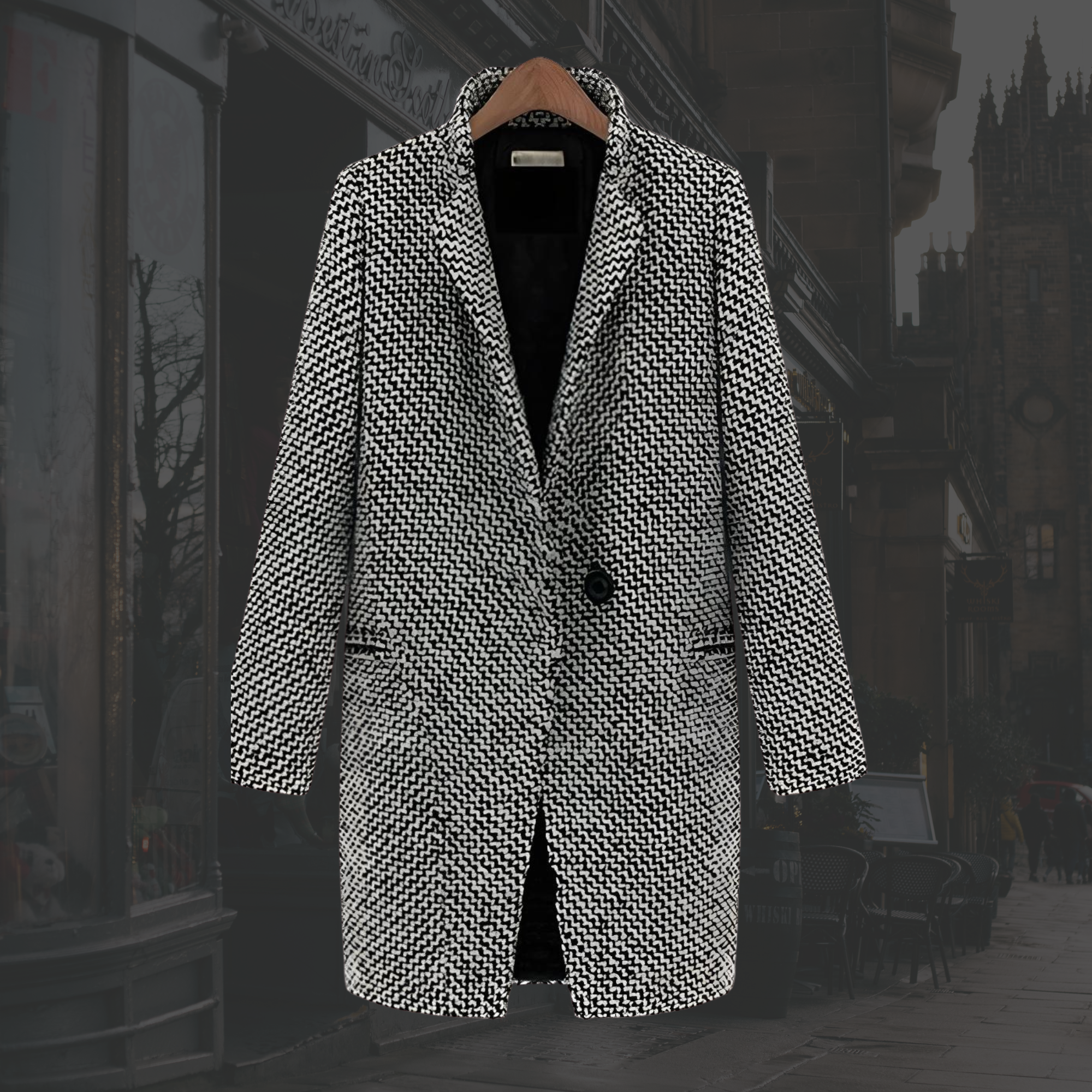 Women's Long Winter Coat, Insulated | Single-Button Closure, Deep V-Neckline | Structured Fit | S–4XL