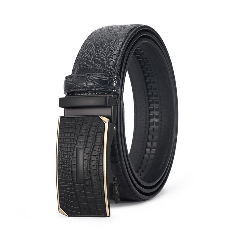 Savio™ | Men’s Crocodile Pattern Leather Belt – Automatic Buckle