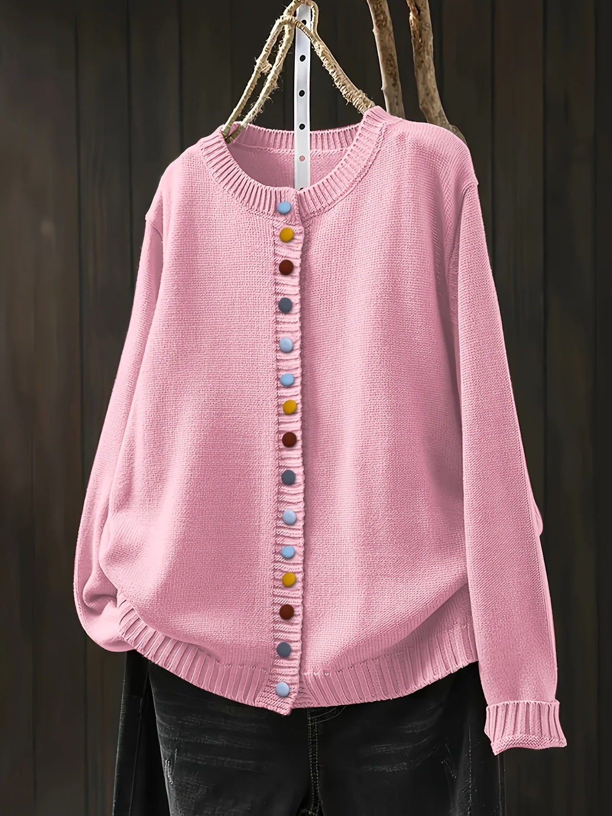 Women's Button-Accent Cardigan, Relaxed Fit | Timeless Layering Piece, One Size | 9 Colorways
