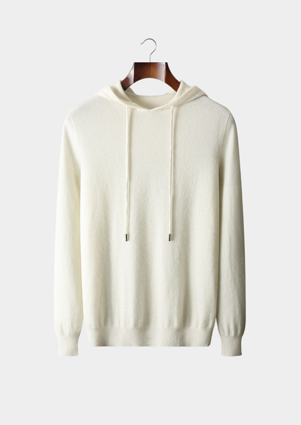Drew Mens Cashmere Hooded Sweater in Ivory