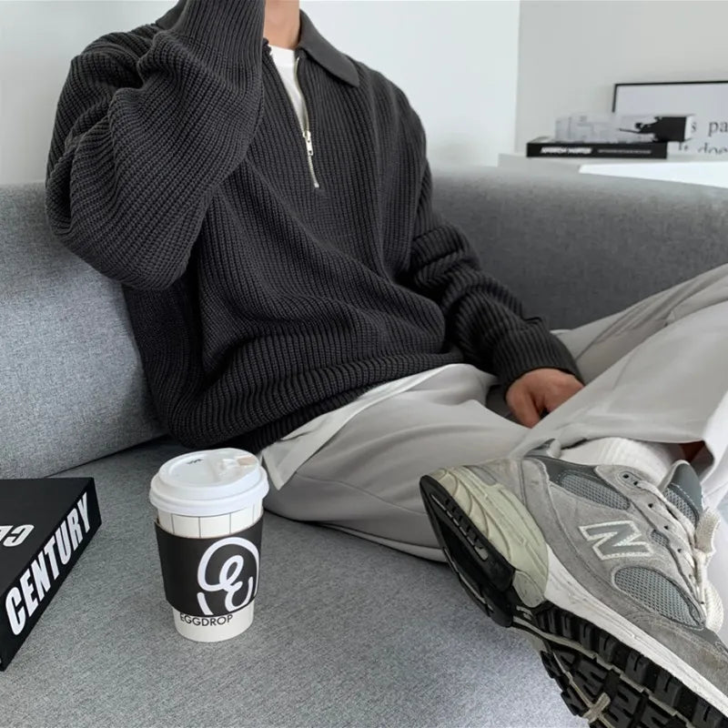 Jose Mens Knit Zip Sweater with Collar