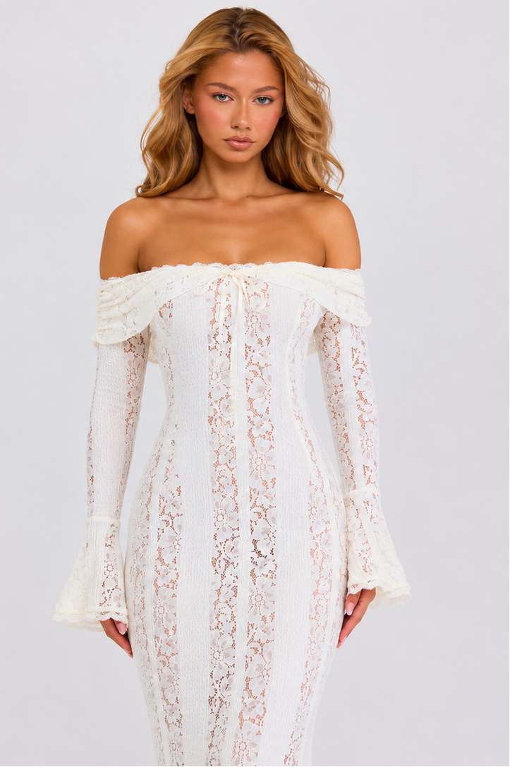 Ethereal Lace Gown™ | Sculpted Romance & Statement Elegance