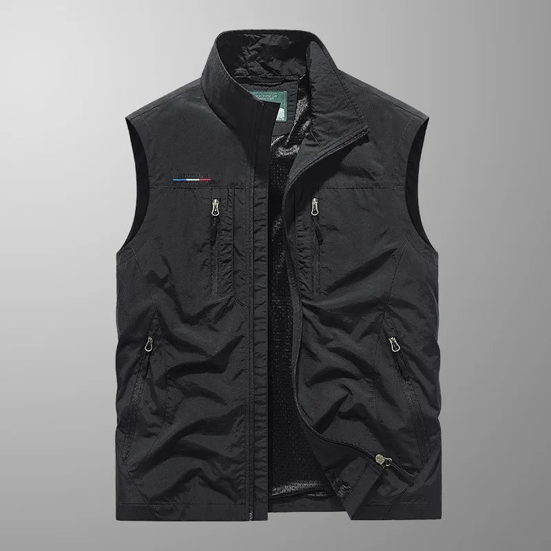 Robin | Herren Cargoweste mit Stehkragen und Zipptaschen — Utility-Vest in 6 Farben M–3XL | Westmere