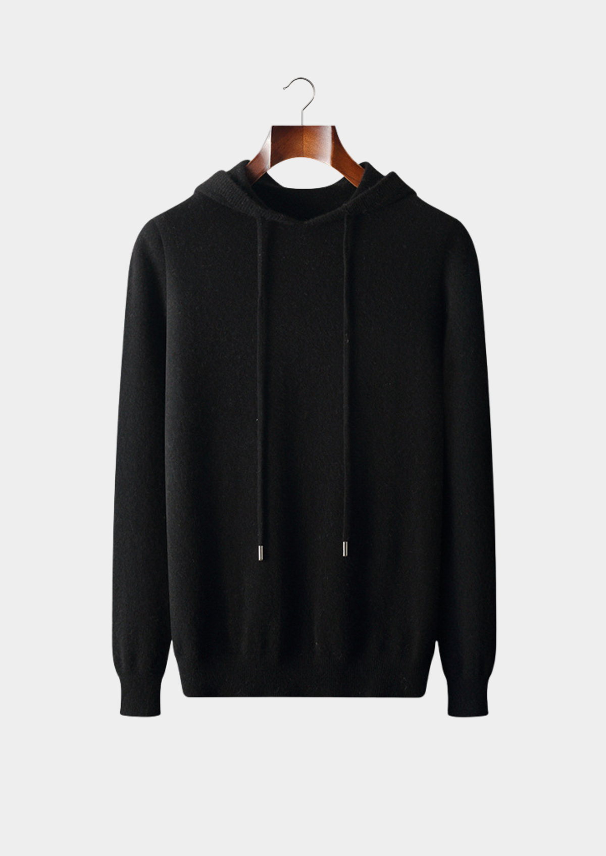 Drew Mens Cashmere Hooded Sweater in Black