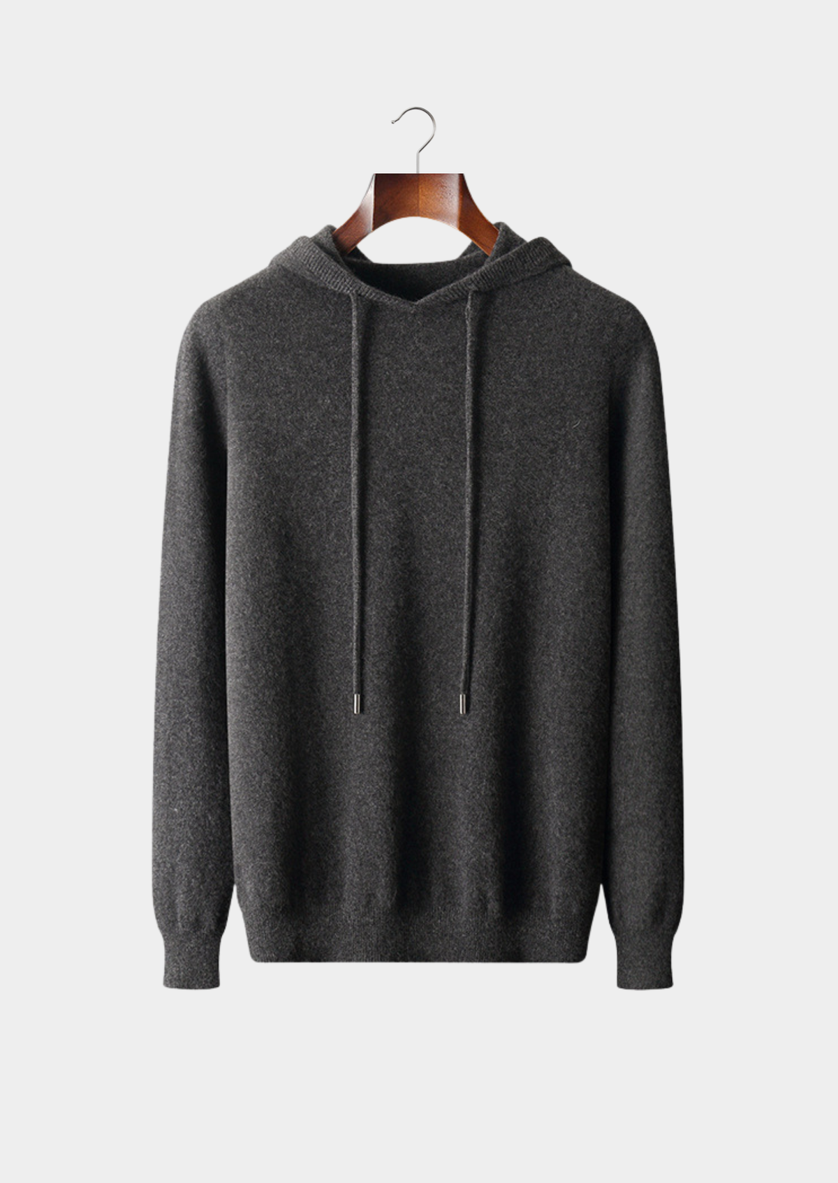 Drew Mens Cashmere Hooded Sweater in Dark Gray