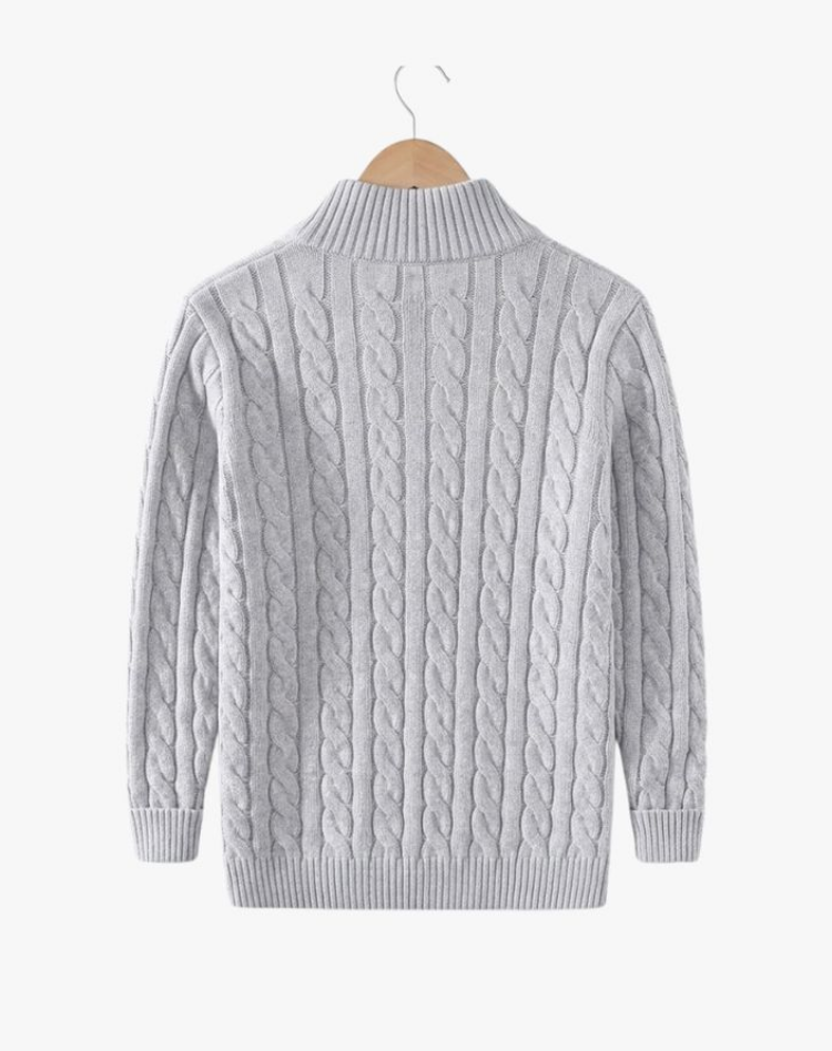 Sean Mens Cable Knit Half-Zip Sweater with High Collar