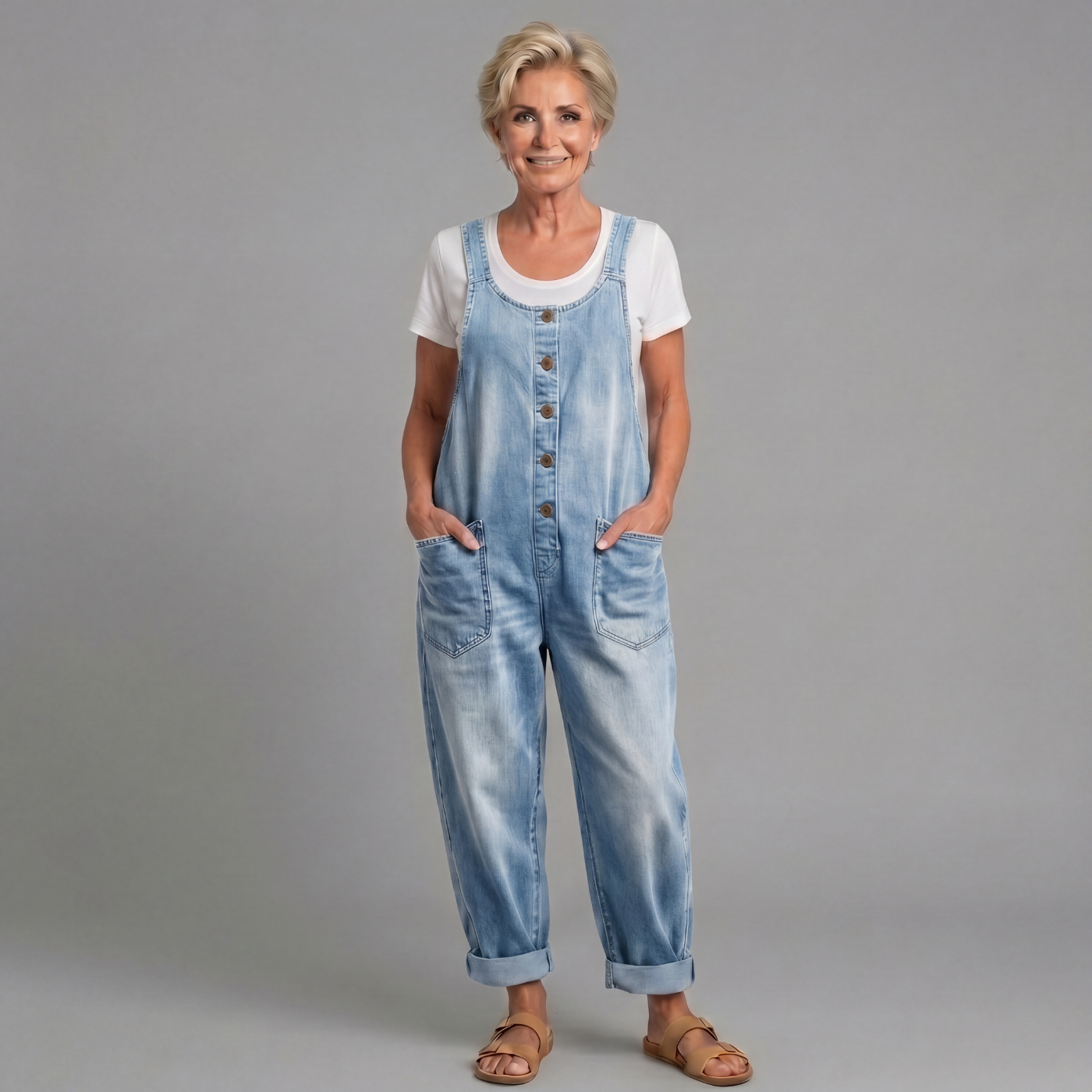 Solene™ | Vintage Washed Cotton Denim Overalls