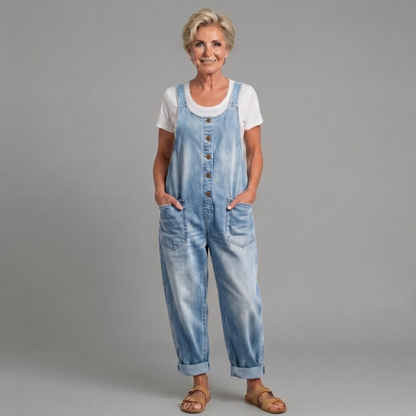 Solene™ | Vintage Washed Cotton Denim Overalls