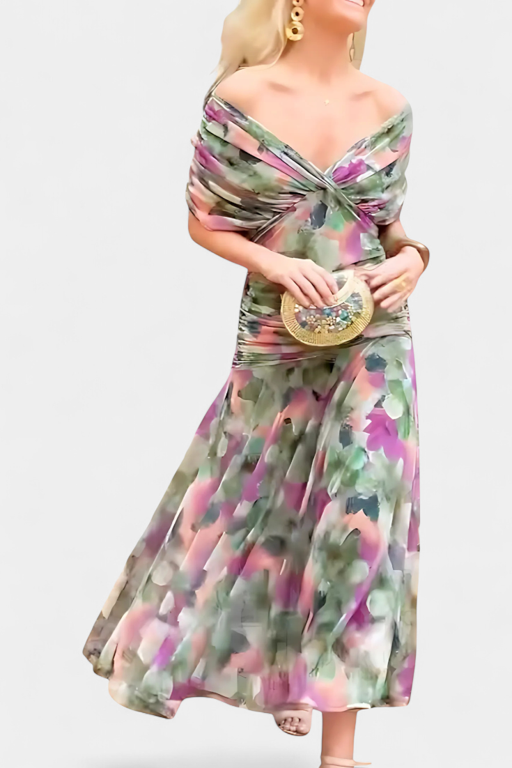 Florendra™ | Long Floral Dress V-Neck