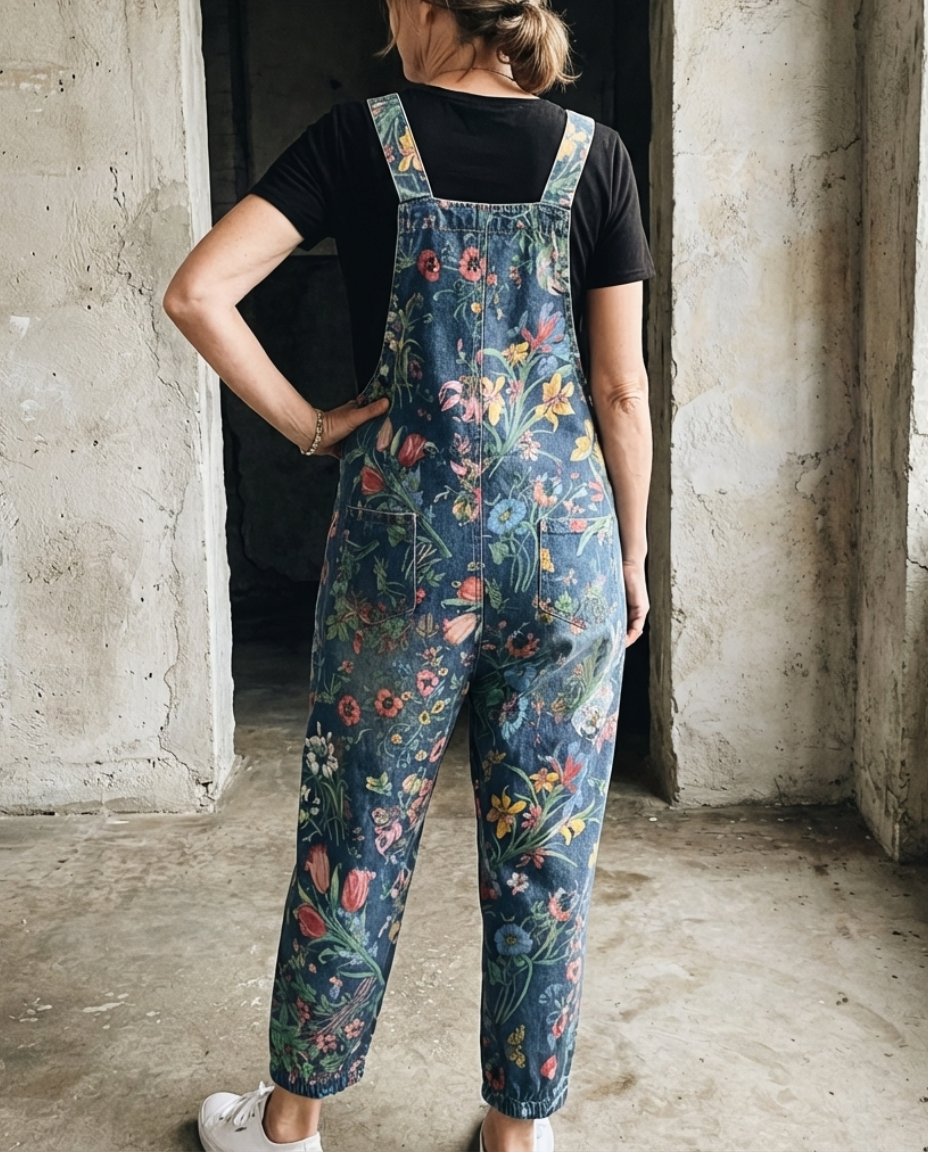 Floryn™ | Floral Print Baggy Bib Overalls
