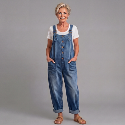 Solene™ | Vintage Washed Cotton Denim Overalls