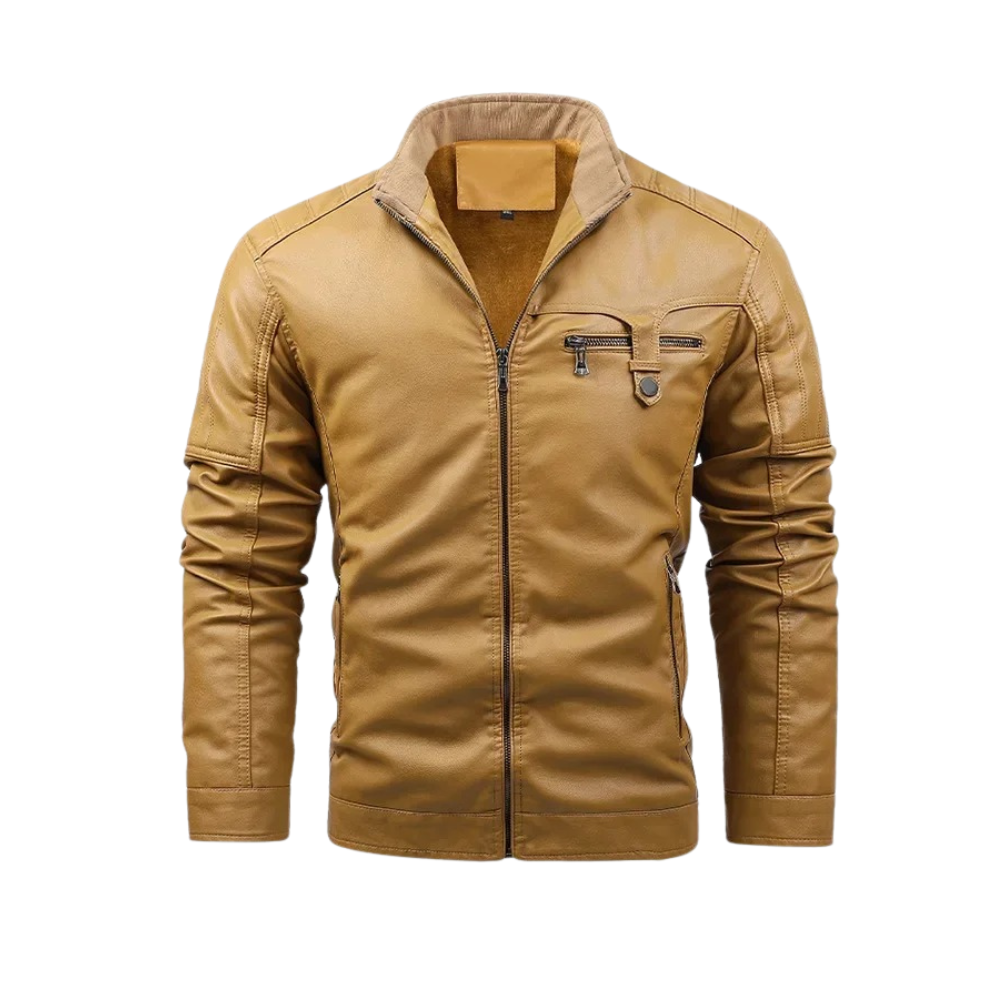 Sebastian | Retro leather jacket with fleece lining