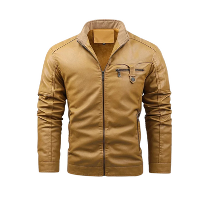 Sebastian | Retro leather jacket with fleece lining
