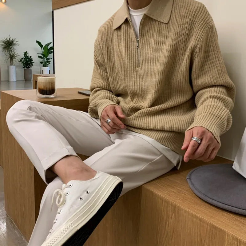 Jose Mens Knit Zip Sweater with Collar