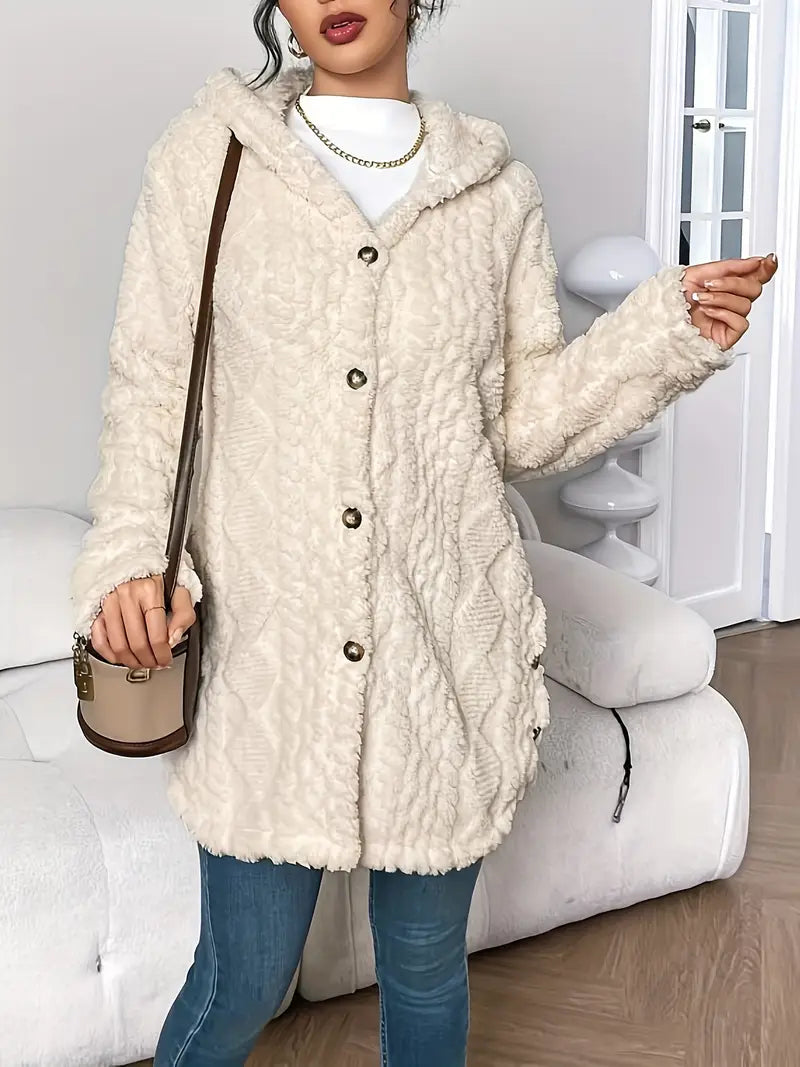 Women's Plush Hooded Cardigan, Ultra-Soft Layer | Roomy Hood, Relaxed Draped Everyday Fit | 8 Colorways | S–2XL