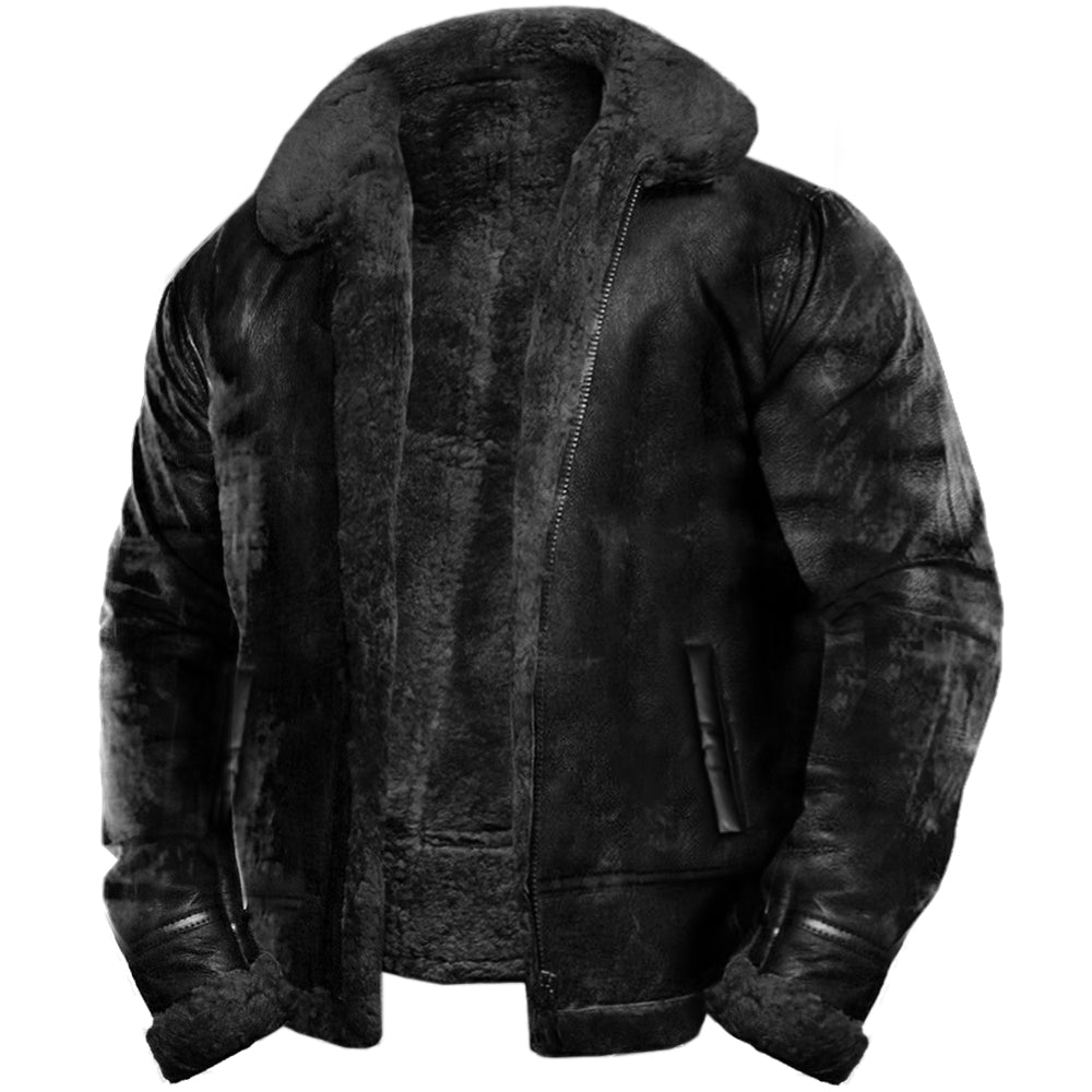Dravon™ | Vintage Fur-Lined PU Leather Jacket