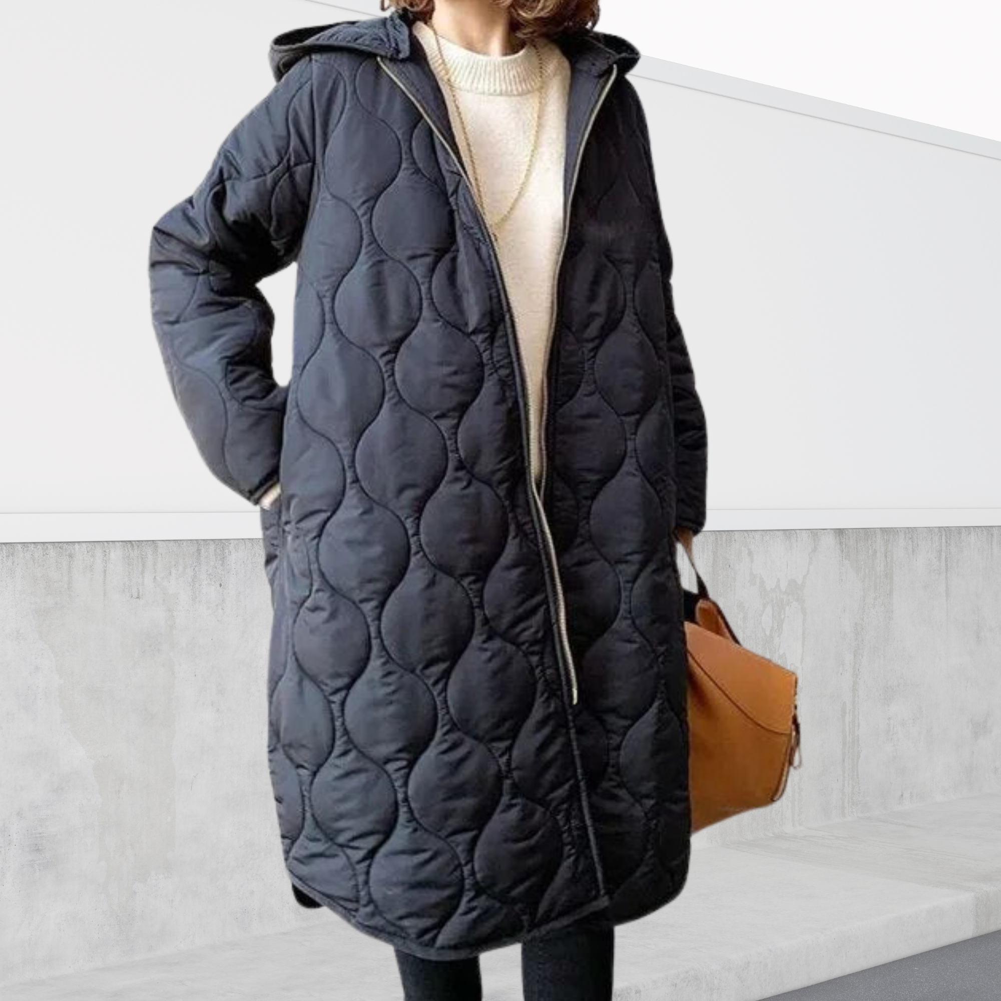 Women's Oversized Hooded Parka, Argyle Detail | Weather-Resistant Warmth, Protective Hood | 4 Colorways | One Size