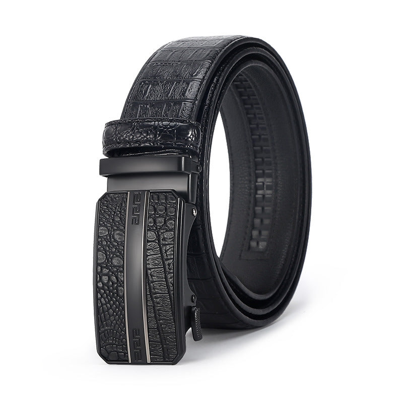 Savio™ | Men’s Crocodile Pattern Leather Belt – Automatic Buckle