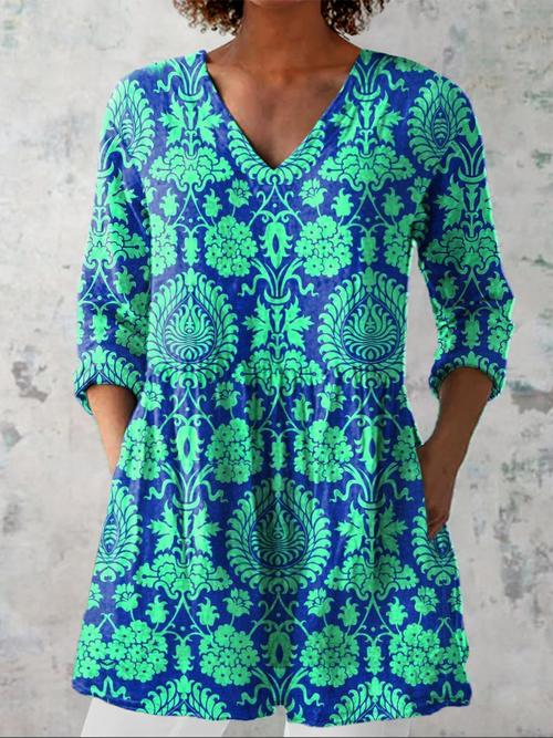 Ines™ | Long Blouse with V-Neck