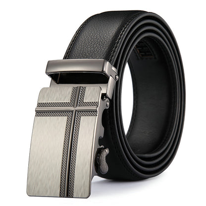 Stefan™ | Men’s Automatic Buckle Leather Belt – Business Casual Style