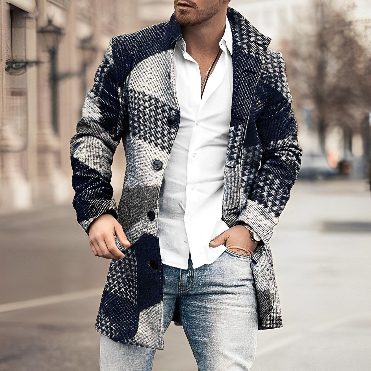 Michael | Herren Klassischer Langer Mantel mit Knopfleiste — Taillierter Wintermantel in 3 Farben | Westmere