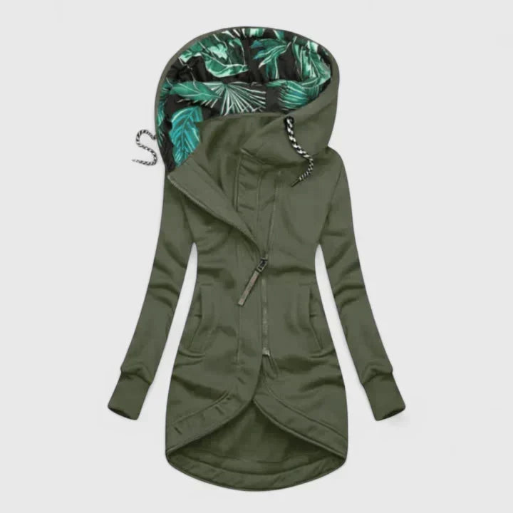 Annalysiah Womens Water-Repellent Windproof Jacket in Olive Green