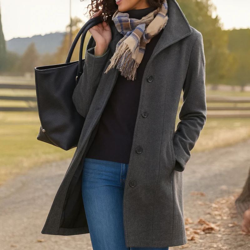 Women's Classic Button-Front Coat, Straight Cut | Warm & Wearable Everyday Layer | 9 Colorways | S–3XL