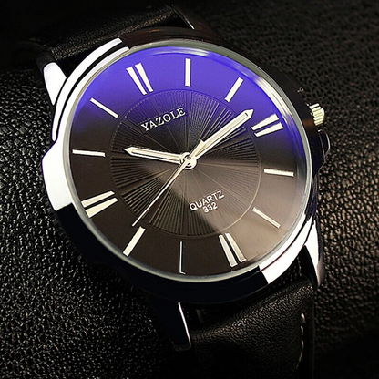 Claudio™ | Luxury Blue Glass Leather Watch